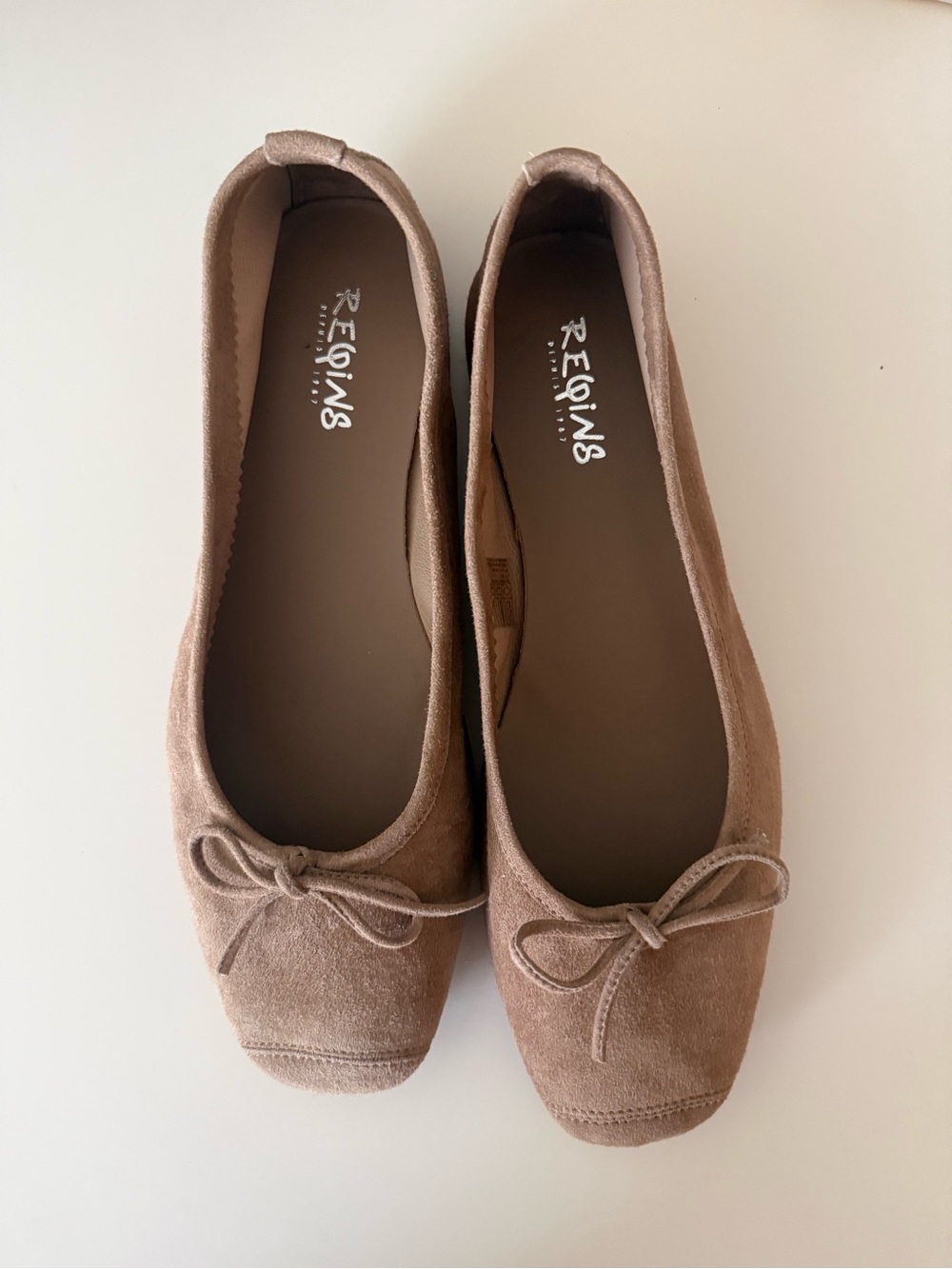 Reqins Suede Ballet Flats with Bow